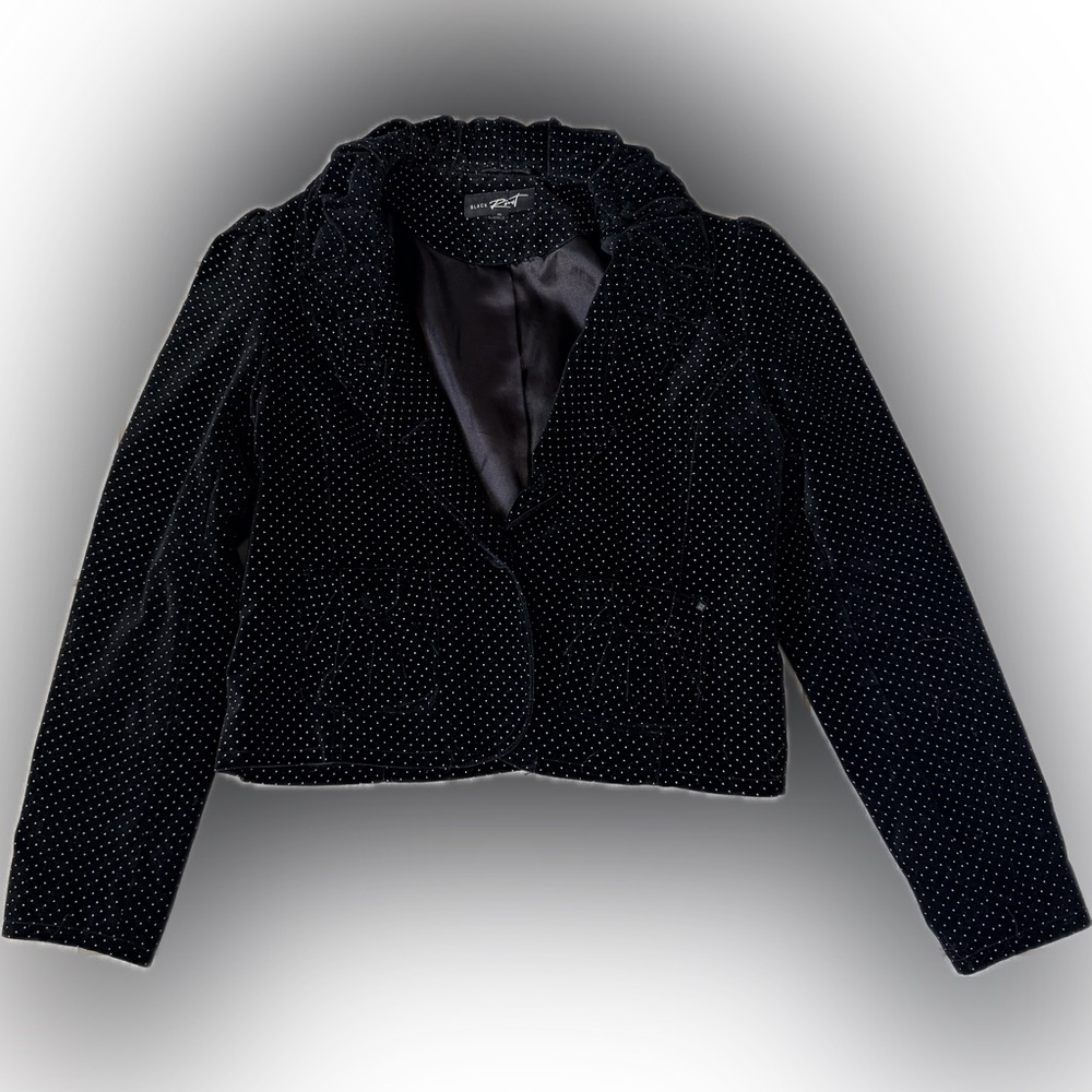 Black Rivet Black, Lined Blazer with White Dots